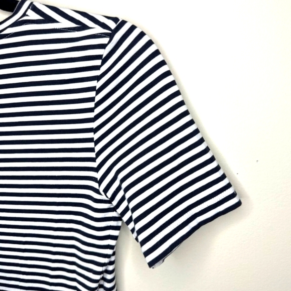 Theory Cherry B2 Everyday Black White Stripe Pima Cotton T-Shirt Dress Size P S - Picture 6 of 10